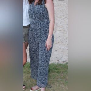 LOFT Navy Floral Jumpsuit